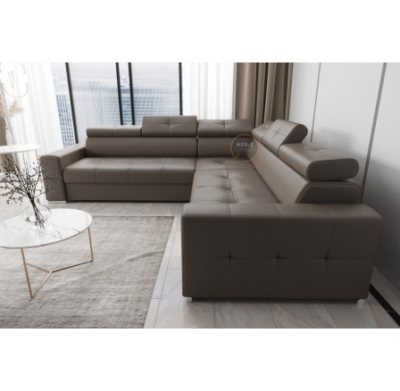 Rohová sedací souprava MARGO MAX 270×270 přírodní kůže - Pravá strana, Hnědá kůže