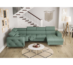 Rohová sedací souprava ORION MAX III , relax s funkcí spaní 165x320x190 cm - mořská zelená, levá