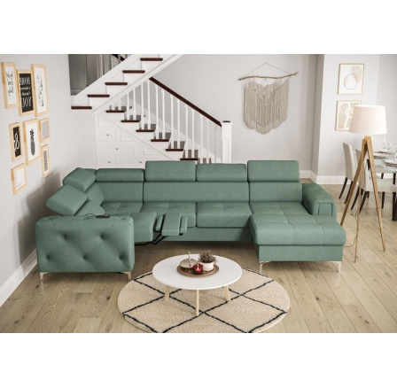 Rohová sedací souprava ORION MAX III , relax s funkcí spaní 165x320x190 cm - mořská zelená, levá