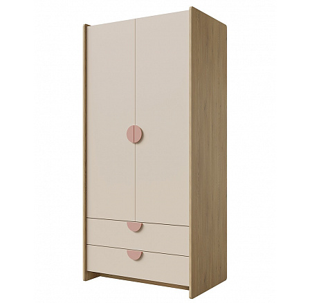 Skříň Leya R2 dub cremona/macadamia/pudrová růžová