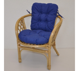 Ratanové křesílko dětské Bahama polstr modrý melír