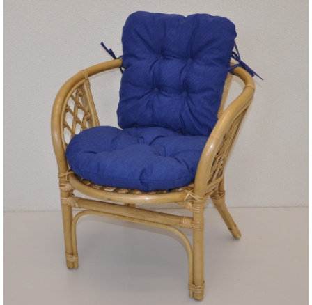 Ratanové křesílko dětské Bahama polstr modrý melír