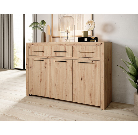 Třídveřová komoda JANEZ Artisan+Black Třídveřová komoda JANEZ Artisan+Black