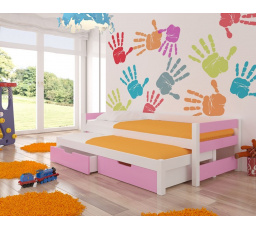 Dvojlůžko s matracemi FRAGA White+Pink