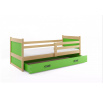 Dětská postel RICO 90x190 cm se šuplíkem, bez matrace, Přírodní/Zelená