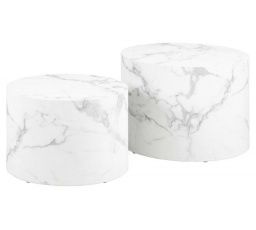 Sada 2 stolků Dice kulaté mramor bílé