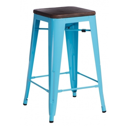 Barová židle Paris Wood 75 cm modrá borovice ořech