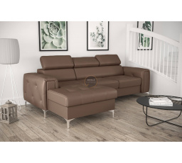 Rohová sedací souprava ORION MINI s funkcí spaní 255x165 cm přírodní kůže - Hnědá kůže, levá