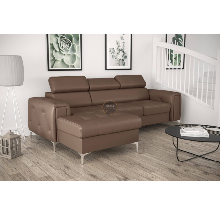 Rohová sedací souprava ORION MINI s funkcí spaní 255x165 cm přírodní kůže - Hnědá kůže, levá