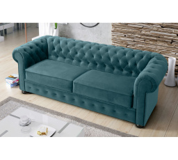 Sofa MANCHESTER III 218 cm - Pohovka s funkcí spaní, tyrkysová