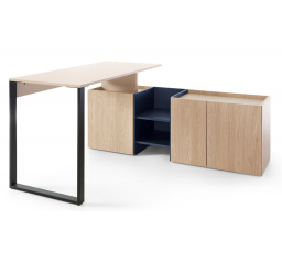 Psací stůl SERGIO SE 8 L/P, Béžově-písková/Dub olejovaný/Královská modř