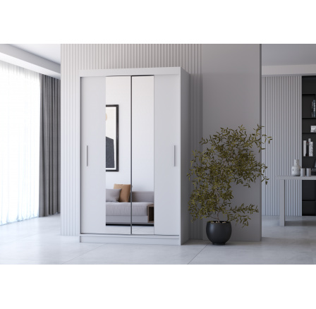 Šatní skříň se zrcadlem NOEMI 01, Bílá