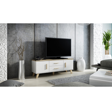 TV komoda LOTTA 140 (2D2S), bílá / dub sonoma