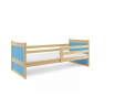 Dětská postel RICO 90x200 cm, s matrací, Přírodní/Modrá