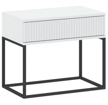 Noční stolek 1S 60 NR2, Bílá/Černá