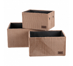Koš regálový - manšestrový potah, hnědý, cena za sadu 3 ks