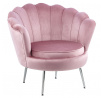 Křeslo velvet růžové /nohy stříbrné/ LC-032-1
