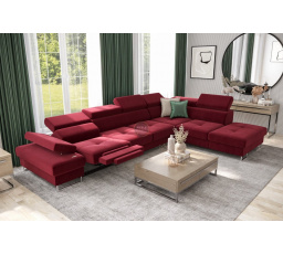 Rohová sedací souprava GALAXY , relax s funkcí spaní 225X350 cm - červená , pravá