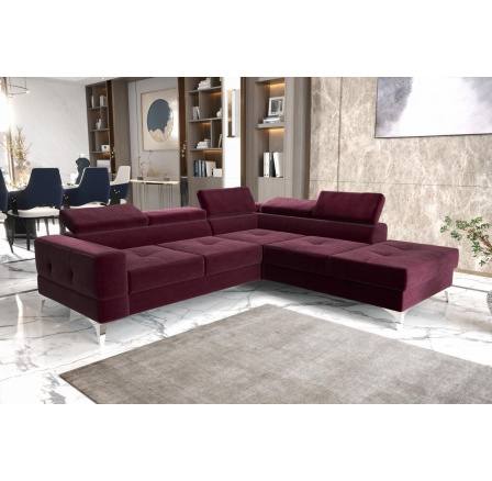 Rohová sedací souprava TOSCANIA II průměr 30x250 - vínová , pravá