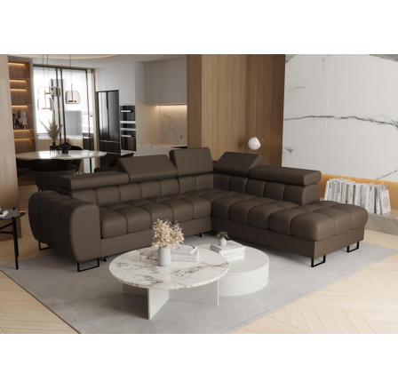 Rohová sedací souprava ASPEN 260x225 cm přírodní kůže - pravá, Hnědá kůže Rohová sedací souprava ASPEN 260x225 cm přírodní kůže - pravá, Hnědá kůže