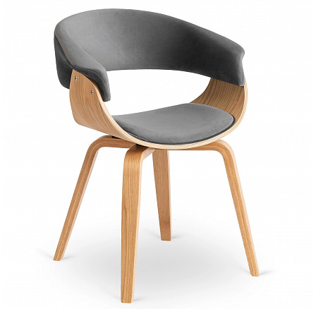 Židle GARY Sametová Šedá/Zlatý Dub