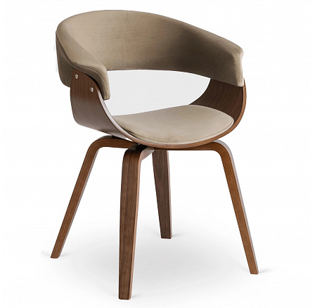 Židle GARY Sametová Béžová/Ořech