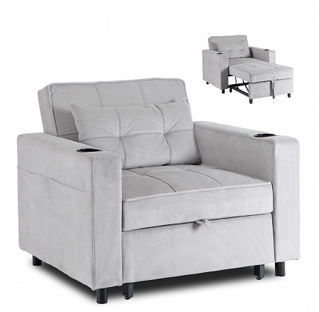 Rozkládací křeslo SOLOR Šedý Manšestr