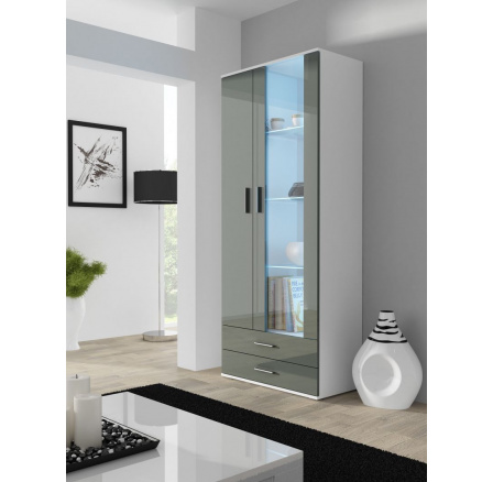 Šatní skříň SOHO S6 2D2S, bílá/šedá