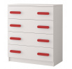 Komoda 4S SMYK I - 02, Bílá Mat/Červená