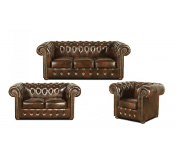 Sedací souprava Chesterfield Classic 3+2+1 kůže hnědá