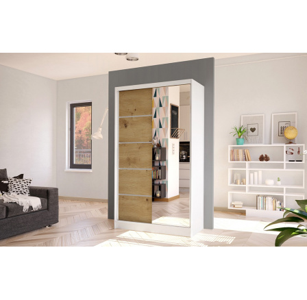 Skříň Diem III 100 - bílá/dub artisan