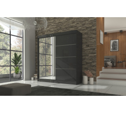 Posuvná skříň se zrcadlem GILTON 200 Černá+Černá