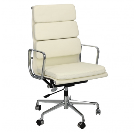 Kancelářská židle CH2191T bílá kůže chrom