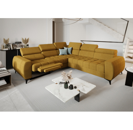 Rohová sedací souprava PORTO II , relax 255X258 cm - žlutá , levá
