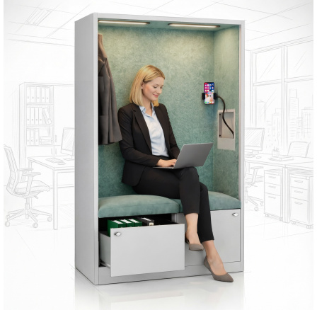 Akustická kabina zvukopohlcující se sedadlem MentalBox SALLY 1850 x 1150 x 400 mm