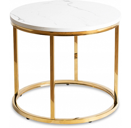 Stolek CLIFF Bílý Mramor/Zlatý