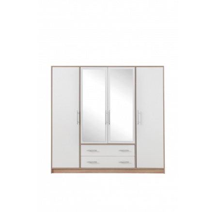 Šatní skříň SMART SRL1 se zrcadlem, dub sonoma + bílá lux