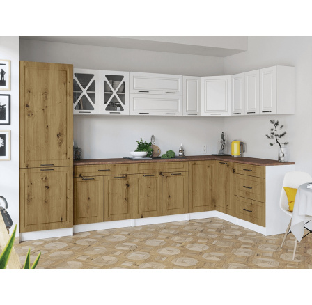 Rohová kuchyňská linka Simea bílá/artisan MAT