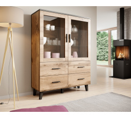 Vitrína LOTTA 120, Dub wotan/ černá