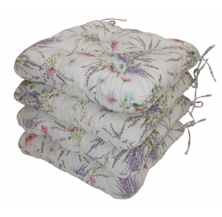 Sedák UNI Maxi motiv levandule + vlčí mák na bílé - set 4 kusy Sedák UNI Maxi motiv levandule + vlčí mák na bílé - set 4 kusy