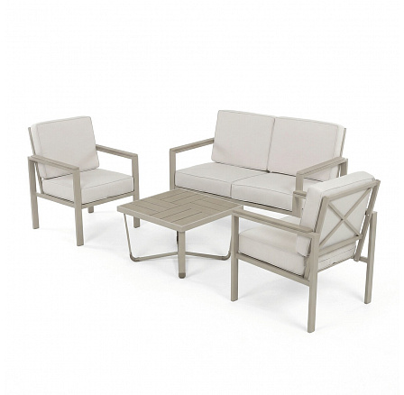 Zahradní sestava, kov, béžová, AZS-B1405 CRM