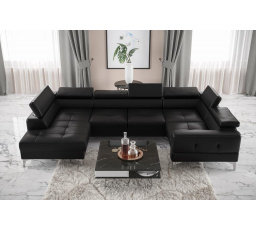 Rohová sedací souprava TOSCANIA MAX I 170x350x185 cm přírodní kůže - černá kůže , pravá