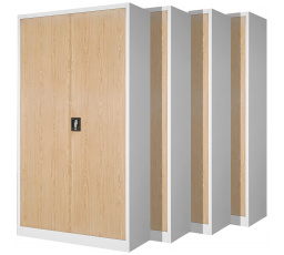 Sada 4x kancelářská kovová skříň na dokumenty JAN, 900 x 1850 x 400 mm, Eco Design: bílá/ dub sonoma