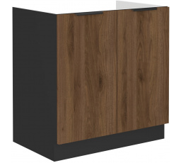 Dolní skřínka MONZA - 80 ZL 2F BB, Černá mat/Ořech