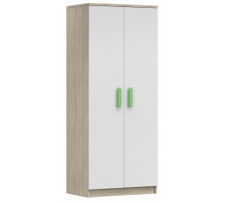 Šatní skříň 2D SMYK III - 06, Dub Sonoma/Bílá/Zelená