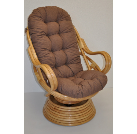 Ratanové houpací křeslo Swivel medové polstr hnědý melír Ratanové houpací křeslo Swivel medové polstr hnědý melír