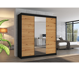 Posuvná skříň se zrcadlem SANTIAGO 200 Black+Artisan