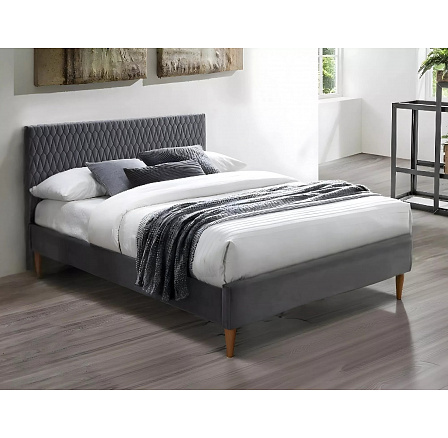 Postel AZURRO Velvet, 160x200 cm, šedý Bluvel 14/dub