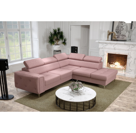 Rohová sedací souprava ORION II s funkcí spaní 225x255 cm - růžová, pravá