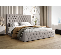 POSTEL VALENTINO PIK PŘÍRODNÍ KŮŽE S ÚLOŽNÝM PROSTOREM - 140x200, kovový na plynových vzpěrách